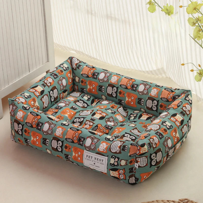 Creative Printed Square Dog Nest Pet Nest Four Seasons Universal Removable Washable Summer Pet Cat Nest Dog Nest