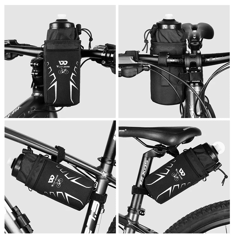 WEST BIKING Bicycle Bottle Holder Cycling Water Bottle Carrier Reflective Pouch Kettle MTB Road Bike Handlebar Bag Accessories