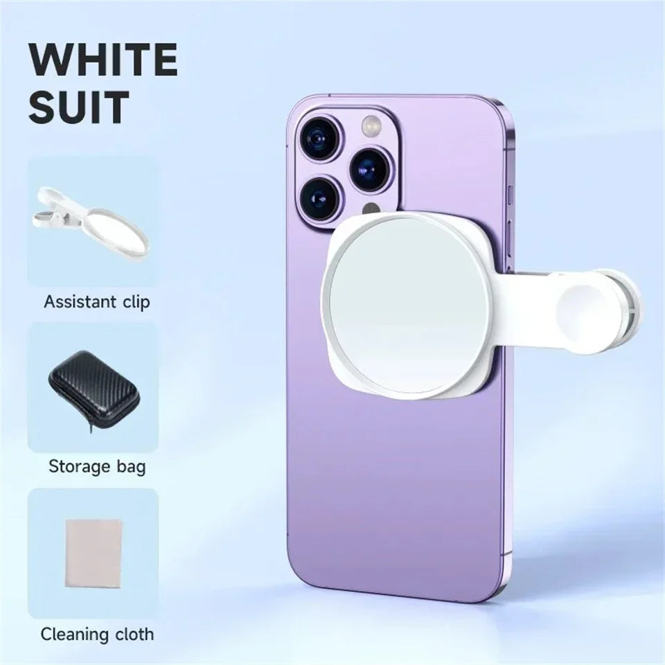 Smartphone Camera Mirror Reflection Clip Kit Portable Mobile Phone Camera Mirror Clip With Storage Bag Phone Rear Selfie Mirror