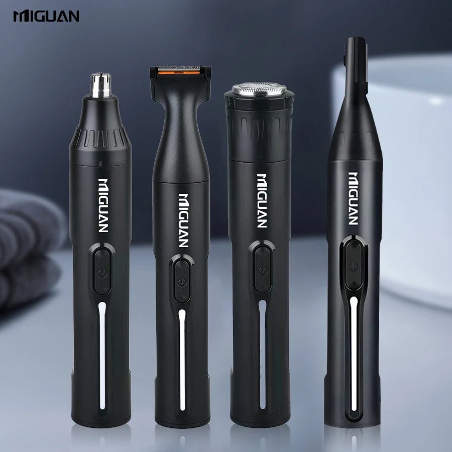 4-in-1 Professional Grooming Kit, USB Rechargeable Nose & Ear Hair Trimmer, Beard and Eyebrow Razor, Men'S Personal Care Tools