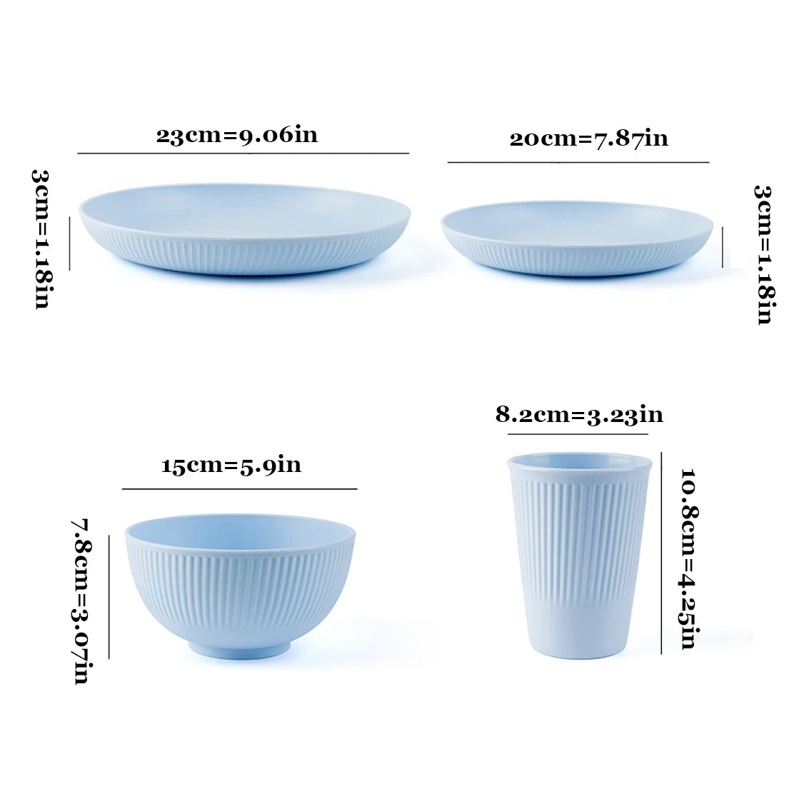 Orange 4/16Pcs Wheat Straw Dinnerware Ramen Bowl Dishes Full Plates Tableware Set Bowl Dinner Dishes Set Camping Dishes Sets