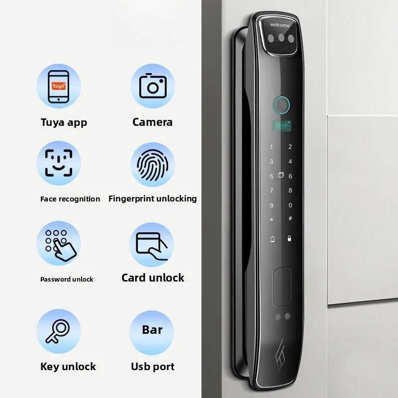 Facial Recognition Fingerprint Lock Home Anti-theft Door Visual Password Electronic Smart Door Lock Graffiti