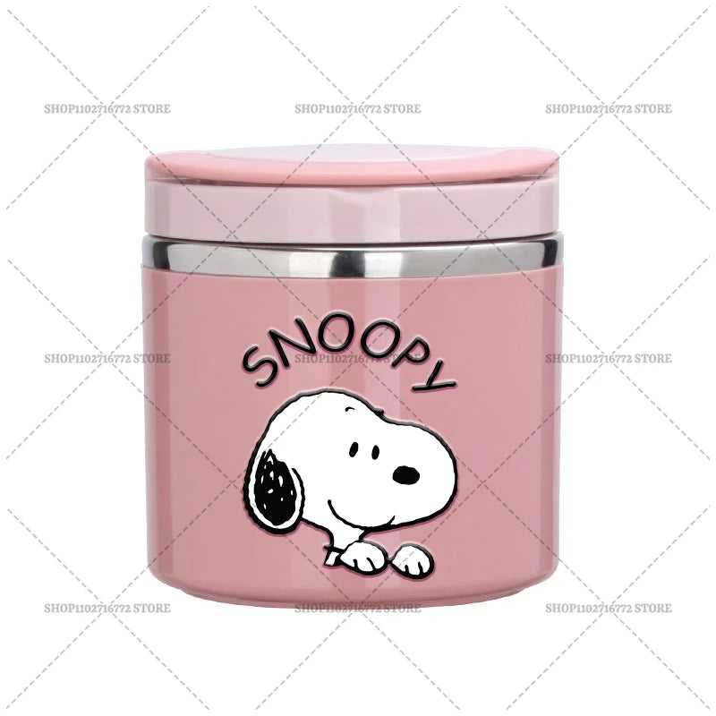 630ml Snoopys Food Thermal Jar Insulated Soup Cup Stainless Steel Vacuum Lunch Box with Handle Portable Sealed Bento Boxes Gift