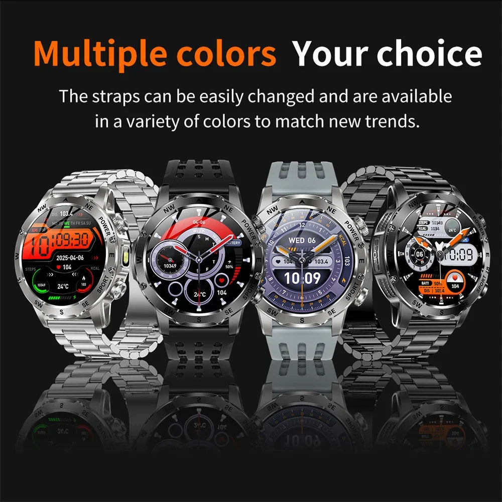Outdoors Smart Watch Men Women BT Call Health Music 800Mah Battery Smartwatch Flashlight Compass Sports Fitness IP68 Waterproof
