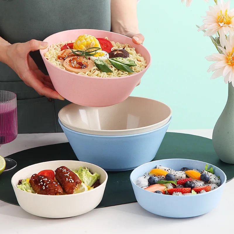 Wheat Straw Soup Bowl Microwavable Plastic Tableware Fruit Salad Bowls Cereal Ramen Pasta Dishes Dinner Plate kitchen Utensils