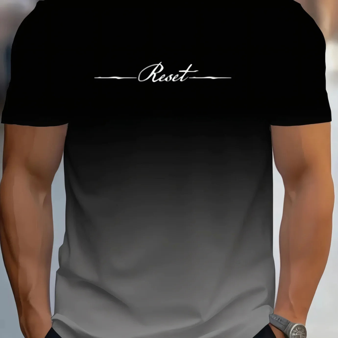 Alphabet Print Gradient Crew Neck Short Sleeve T-shirt For Men, Casual Summer T-Shirt For Daily Wear And Vacation Resorts