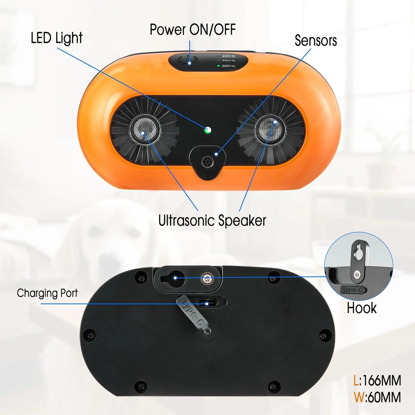 Anti Barking Devices, Auto Bark Deterrent Devices with 3 Modes, Rechargeable Dog Barking Silencer Sonic Barking Deterrent Indoor