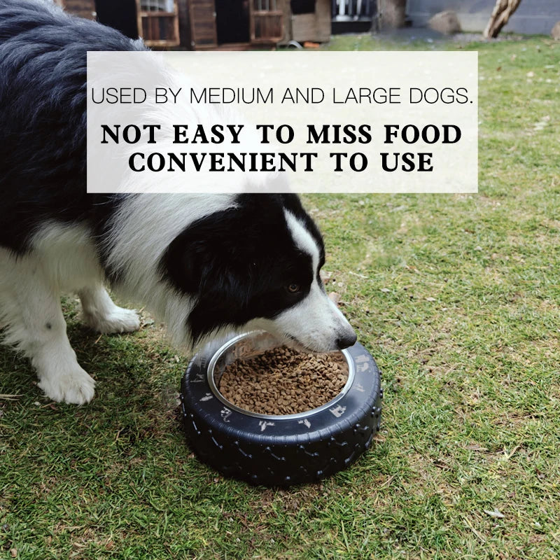 Pet Bowl Tire Shape Large Diameter Bowl Non-Slip Removable and Washable Pet Food Utensils