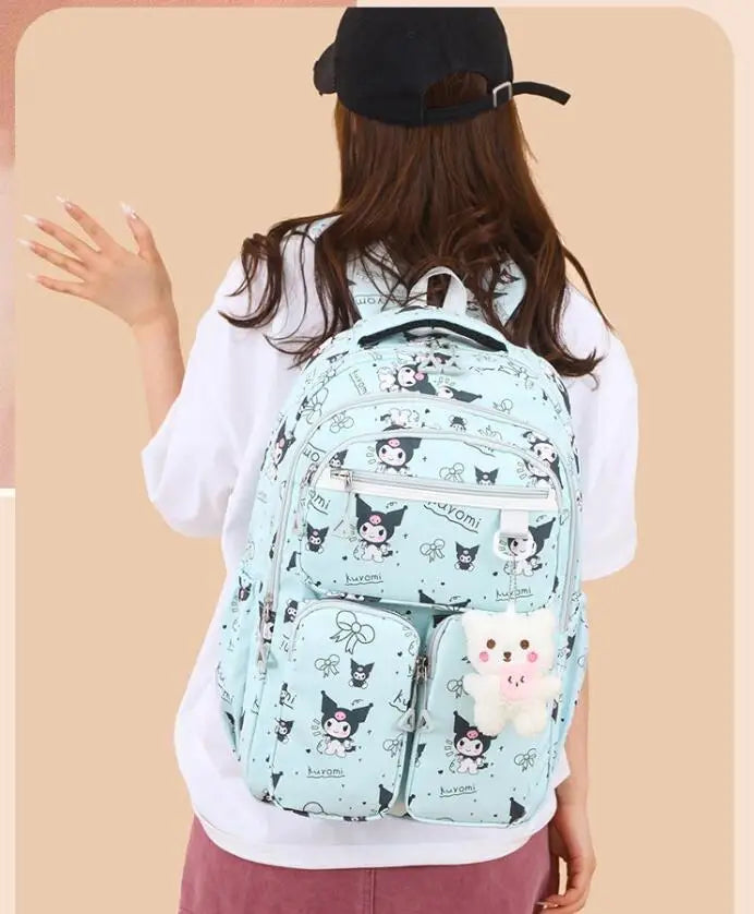 Kawaii Kuromi Backpack Junior High School Bag Student Schoolbag Anime Cartoon Shoulder Bag Girls Gift