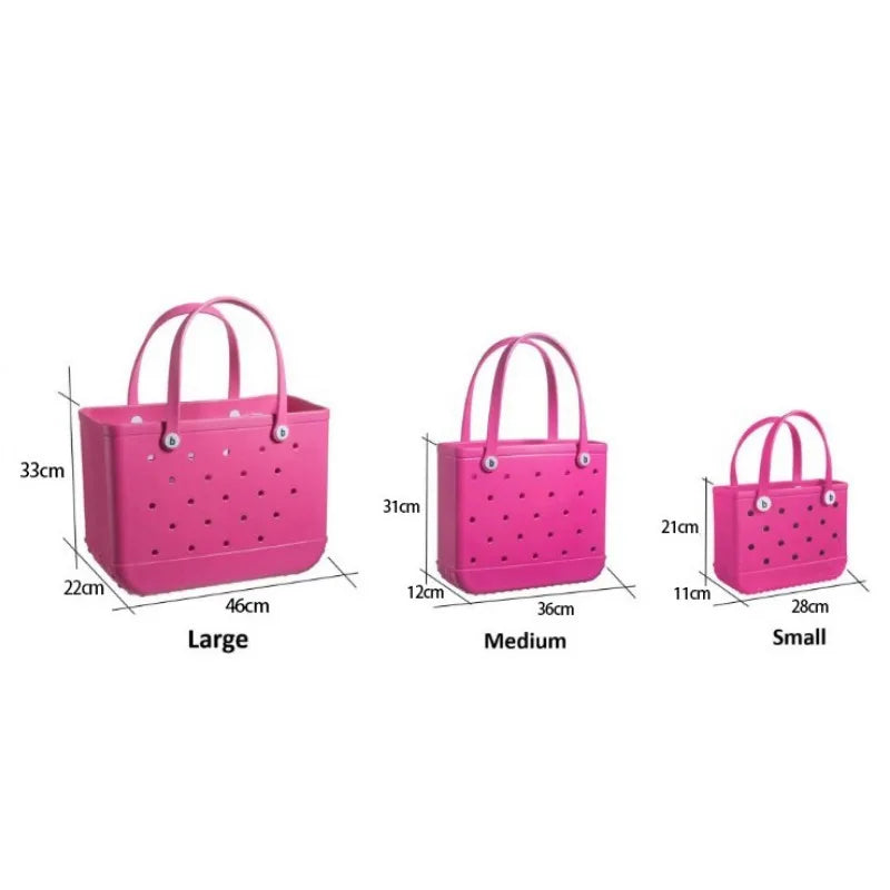 M/L/XL Fashion Beach Bags EVA Rubber Waterproof Storage Baskets Travel Shopping Handbag Women Shoulder Solid Color Tote Bag