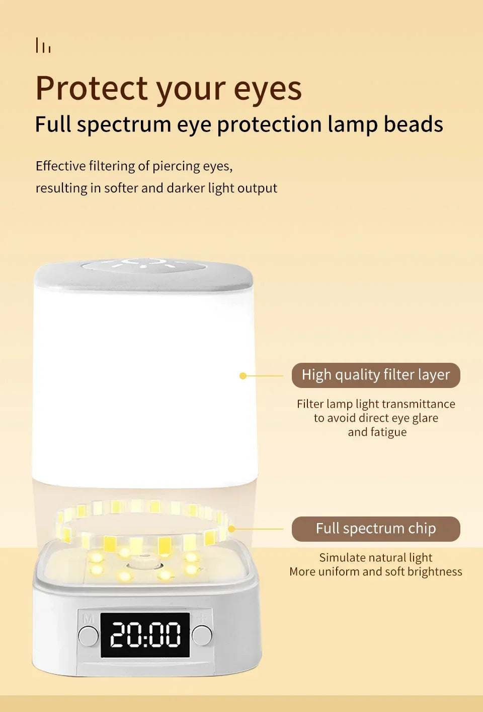 Touch Dimmable LED Night Lamp with Remote Clock Time Display or not Eye Protection Reading Lamp Bedside Night Light Rechargeable