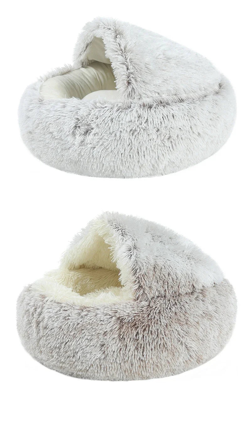 Cat Dog Bed Pet Mattress Sleeping Warm Soft Plush Pet Bed with Cover Round Nest Cave for Small Dogs kitten