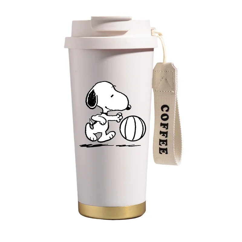 500ml Snoopys Stainless Steel Insulated Water Bottle Anime Kawaii Portable Travel Outdoor Car Tea Coffee Mug Cold Thermos Cup