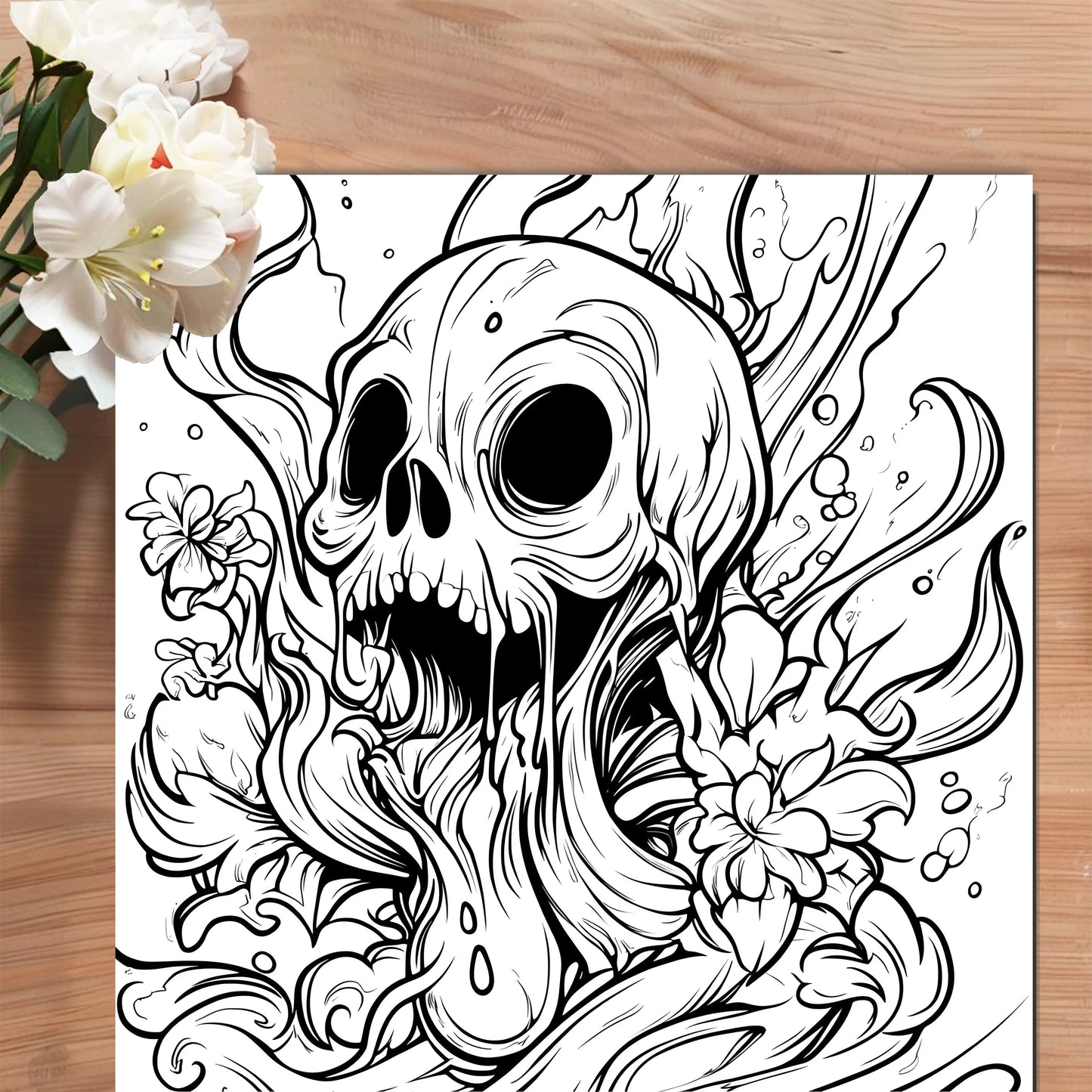 Art Coloring Book 20Page BOTANICAL GHOST Adult Picture Book Gift For Birthday Party Relieve Stress Kill Time Graffiti Painting