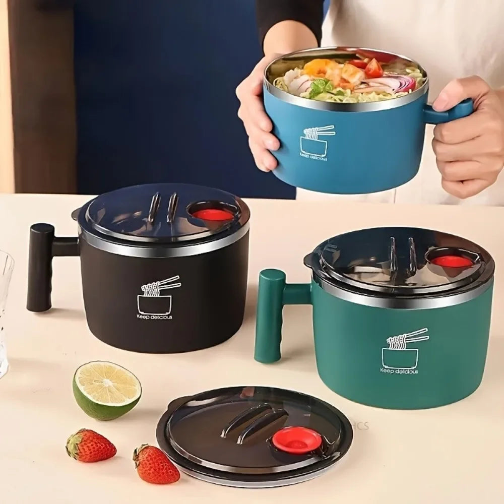 Ramen Bowl, Lunch Container,1000ml Large Thai Soup Bowls, Tableware with Phone Stand, Cereal Bowls for Home, Kitchen, Camping,