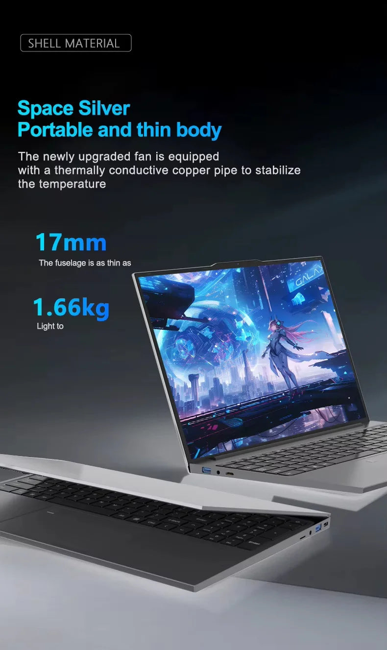 15.6" Ultra Slim Intel Core i7 6500U Laptop Computer Windows 11 16GB DDR4 1TB SSD Notebook PC Fingerprint Unlock Gaming Laptops