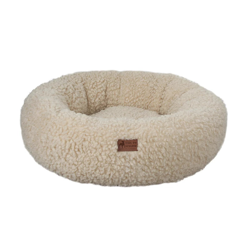 Wholesale Manufacturer Soft Luxury Fleece Plush Pet Cushion Round Donut Sleeping Calming Pet Cat Dog Bed Dog Kennel