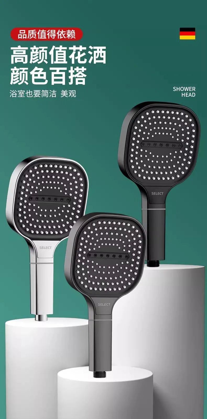 New 13CM Large Panel 3 Modes Adjustable Home Shower Head High Pressure Massage ShowerHead Filter Element Bathroom Accessories