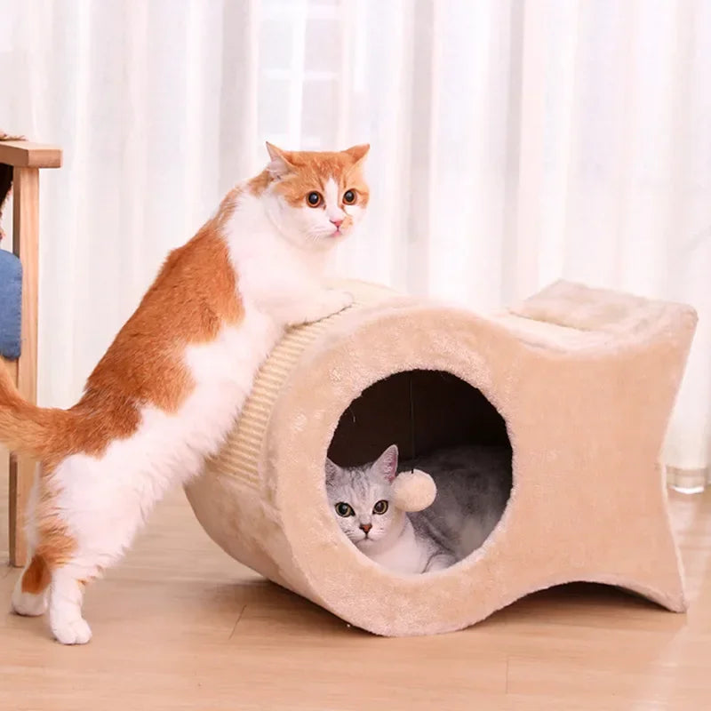 Cat Nest Warm Cat House Enclosed House All Year Round Winter Cat Sleeping Nest Pet Supplies