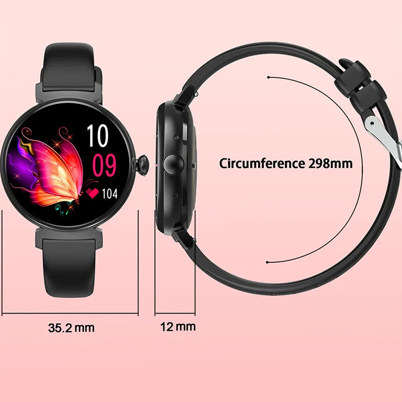 Bluetooth Call Smart Watch Screen Always Display 1.04 inch AMOLED Screen Fashion Ladies Smartwatch Metal Body Small Screen Watch