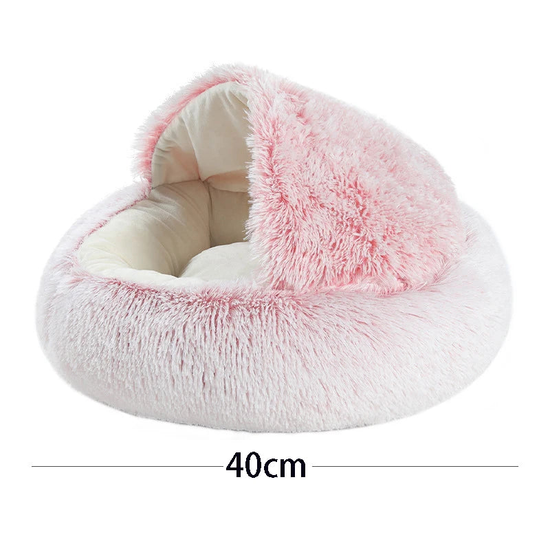 Soft Plush Pet Bed with Cover Round Cat Bed Pet Mattress Warm Cat Dog Sleeping Nest Cave for Small Dogs kitten