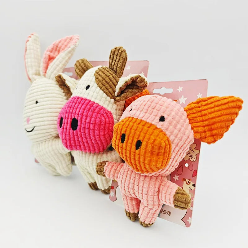 Plush Dog Toy Bite Resistant Squeaky Sound Dog Toy for Small Large Dogs Puppy Pets Training Accessories Cute Animals Shape