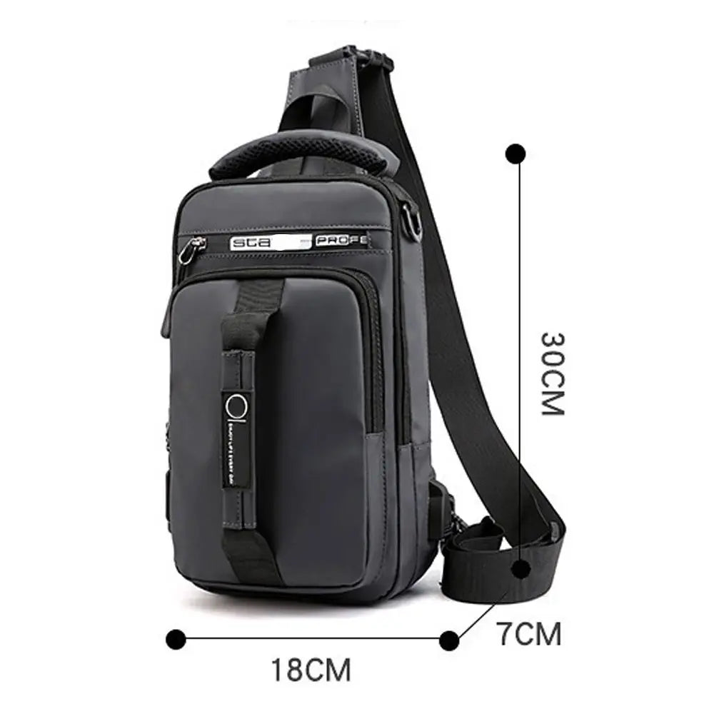 Anti-theft Chest Shoulder Bag Men's Sling Crossbody Bag Messenger Backpack USB Port Bag