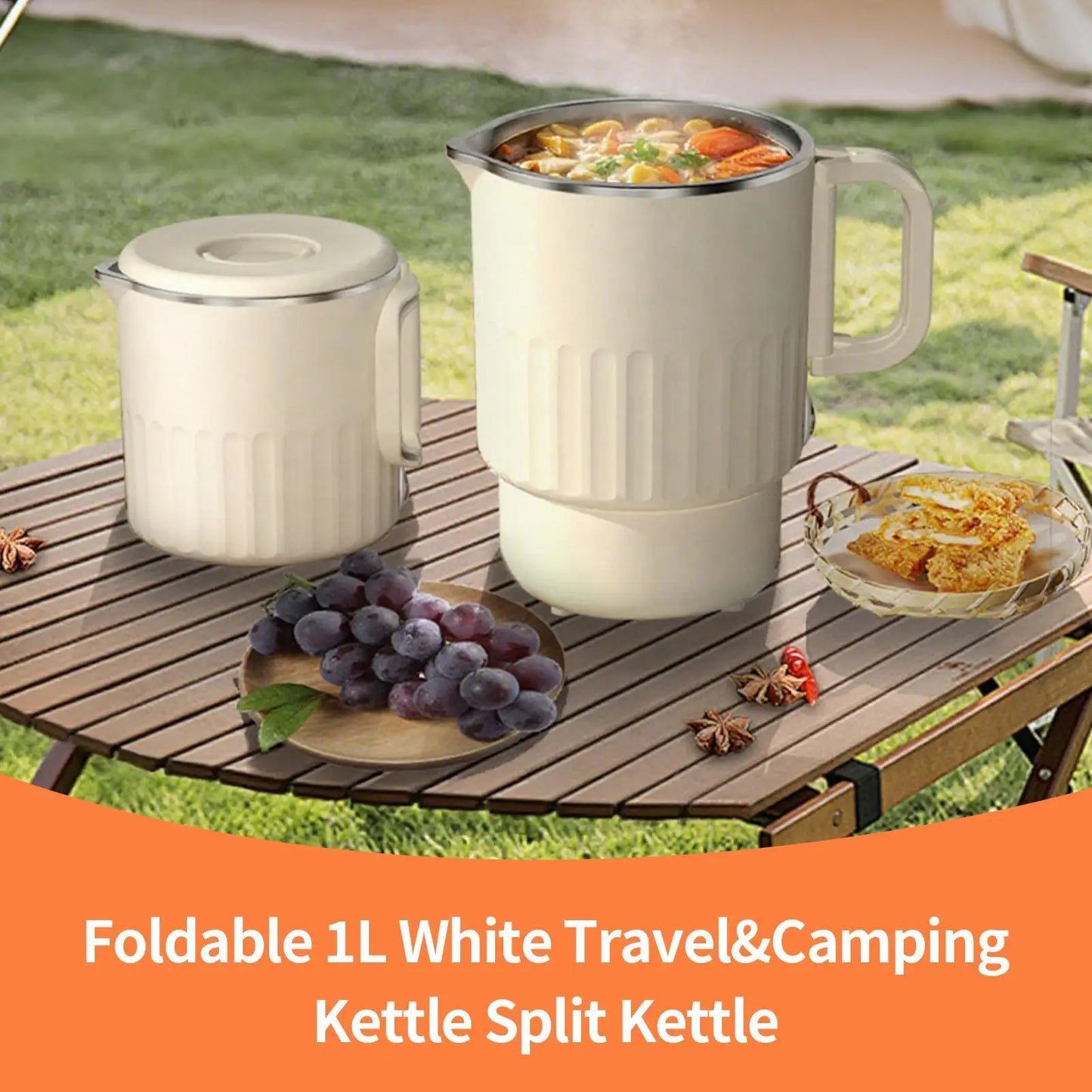 Travel Foldable Kettle 1L Folding Electric Kettles For Boiling Water Fast Boiling Machine With Steamed Egg Rack For Picnic