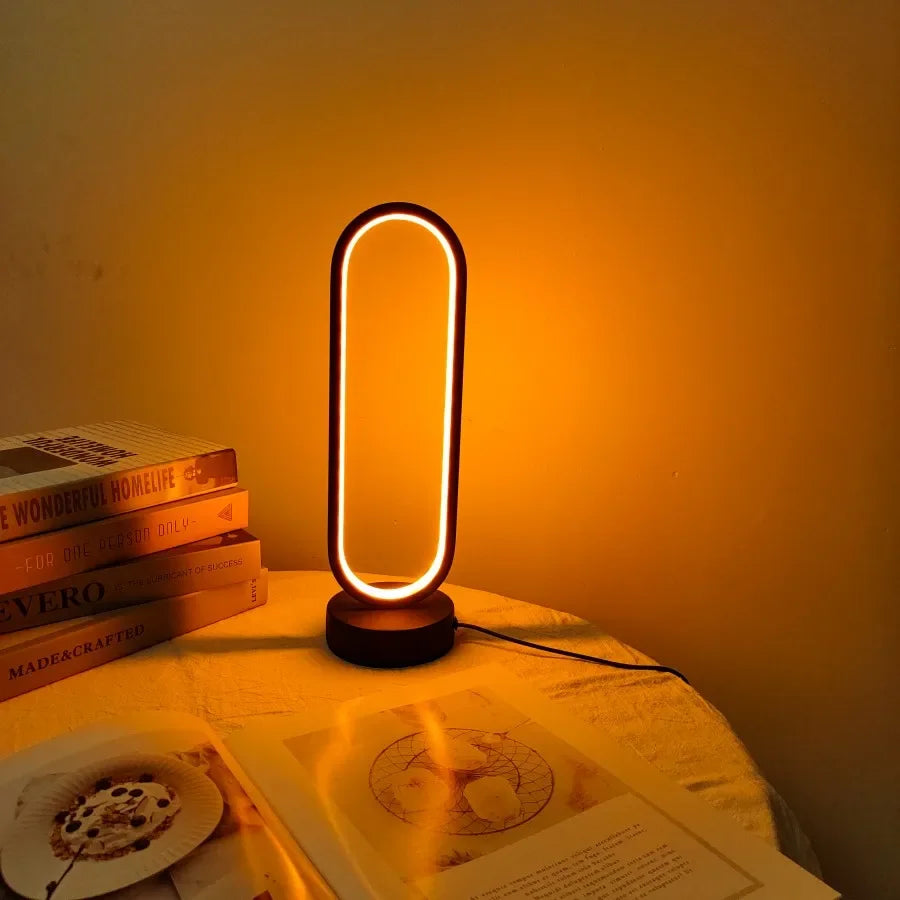 Creative Lamp Bedroom Ring Lamp Living Room Three-color Dimming Bedside Lamp LED Night Light