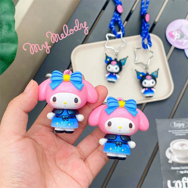 New Sanrio Kuromi 3D Keychain Kawaii Mymelody Cartoon Doll Couple Backpack Pendant Children's Birthday Toy Gift