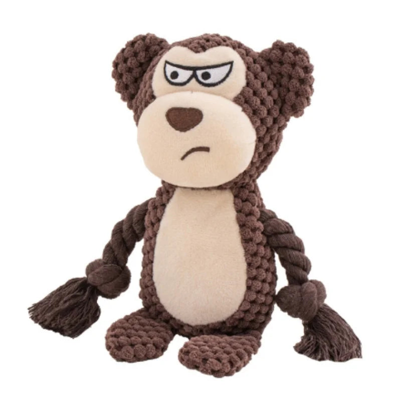 Cute Pet Push Toy Dog Self Relieving Vocalizing Elephant Fox Cat Teeth Grinding and Bite Resistant Interactive Cleaning Chew Toy