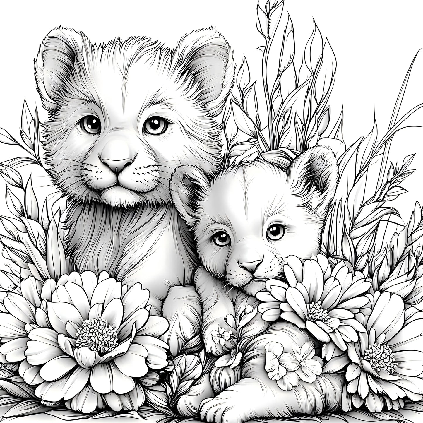 Animal Paradise Coloring Book for Adults - Therapeutic Art Therapy Featuring Cute Cats and Floral Designs
