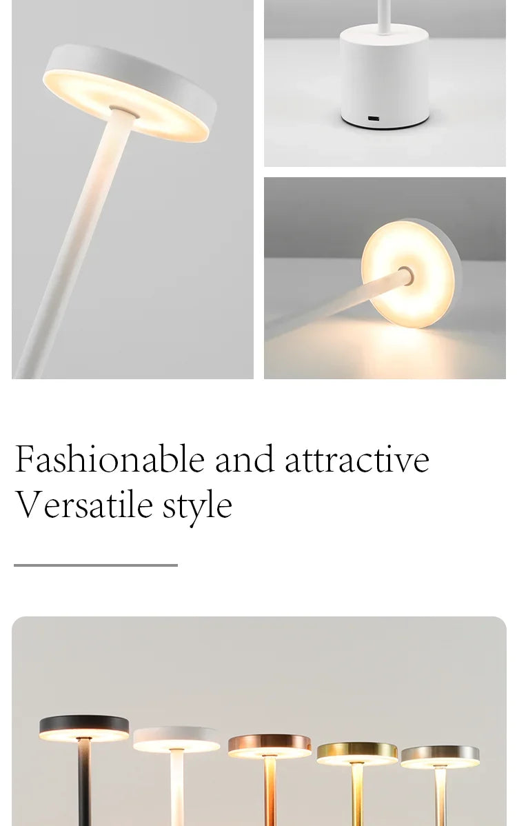 Table Lamp LED Touch Sensor Desktop Night Light Rechargeable Wireless Reading Lamp 3Colors Adjustable Creative Ambient Light
