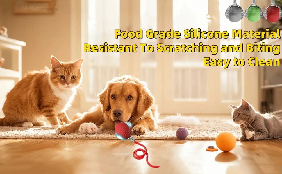 2025 Rechargeable Auto Interactive Cat Ball with Faux Tail Wireless Smart Motion Sensor Cat Toy for Indoor Cats Pet Accessories
