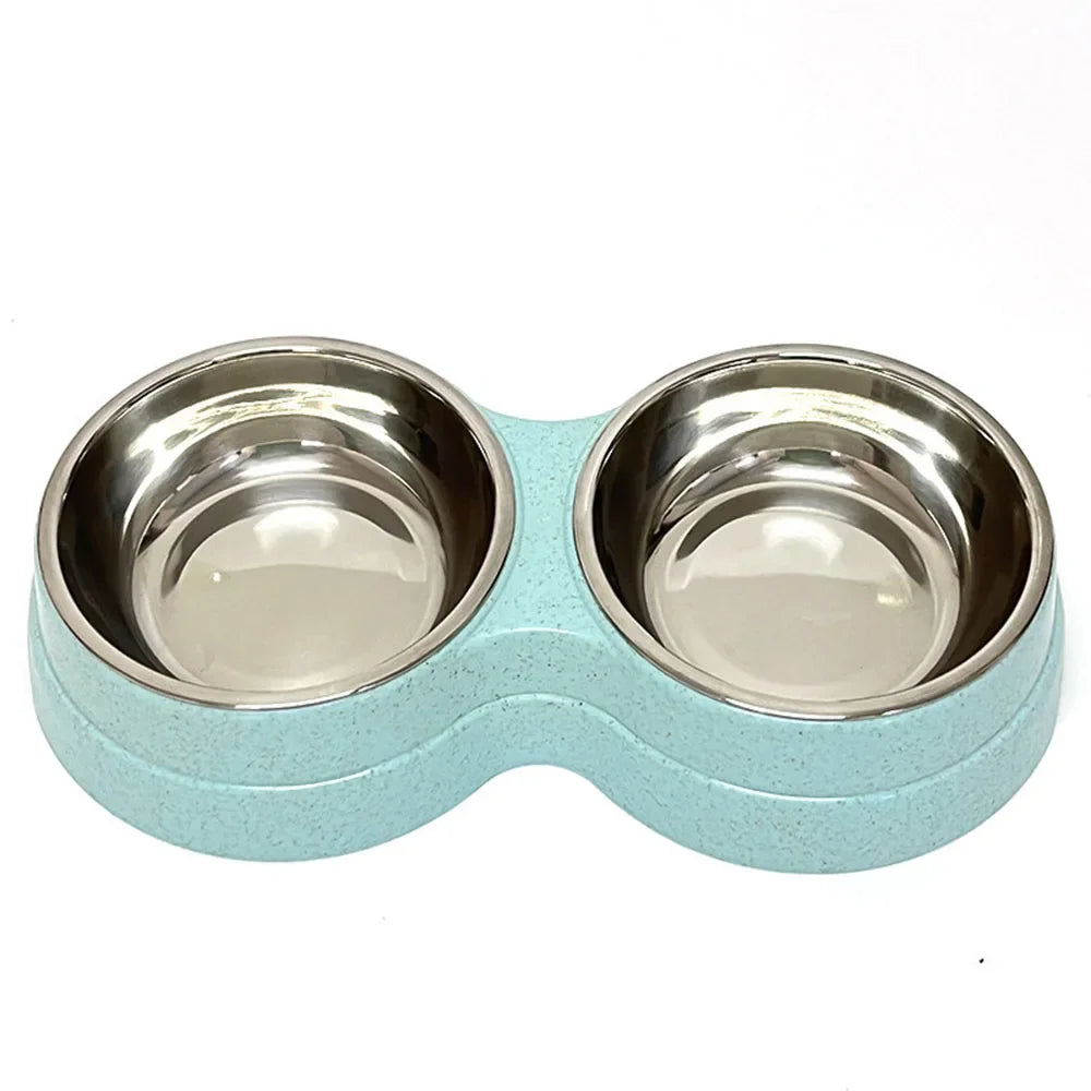 Pet Cat & Dog Dual Bowl - 2-in-1 Food & Water Bowl for Medium Cats, Puppies, Pet Feeding Supplies