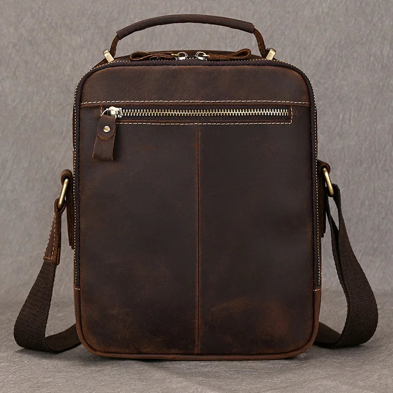 Newsbirds Leather Shoulder Bag Vintage Style Crossbody Bag Books School Bag Of Men Male Daily Messenger Bag Crazy Horse Skin
