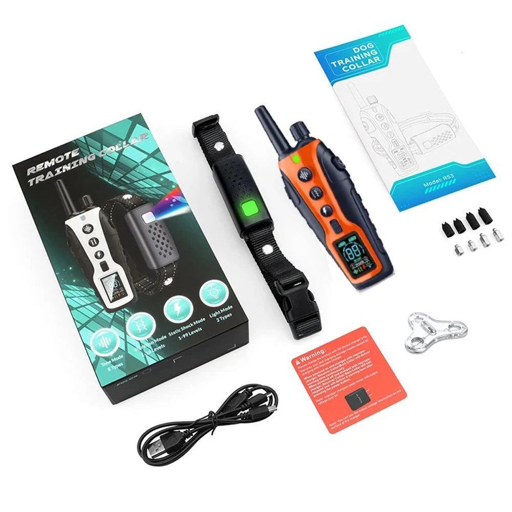 3280Ft Electric Dog Training Collar Remote Control Waterproof Pet BehaviorFor 5-120lbs Puppy With Vibration Shock