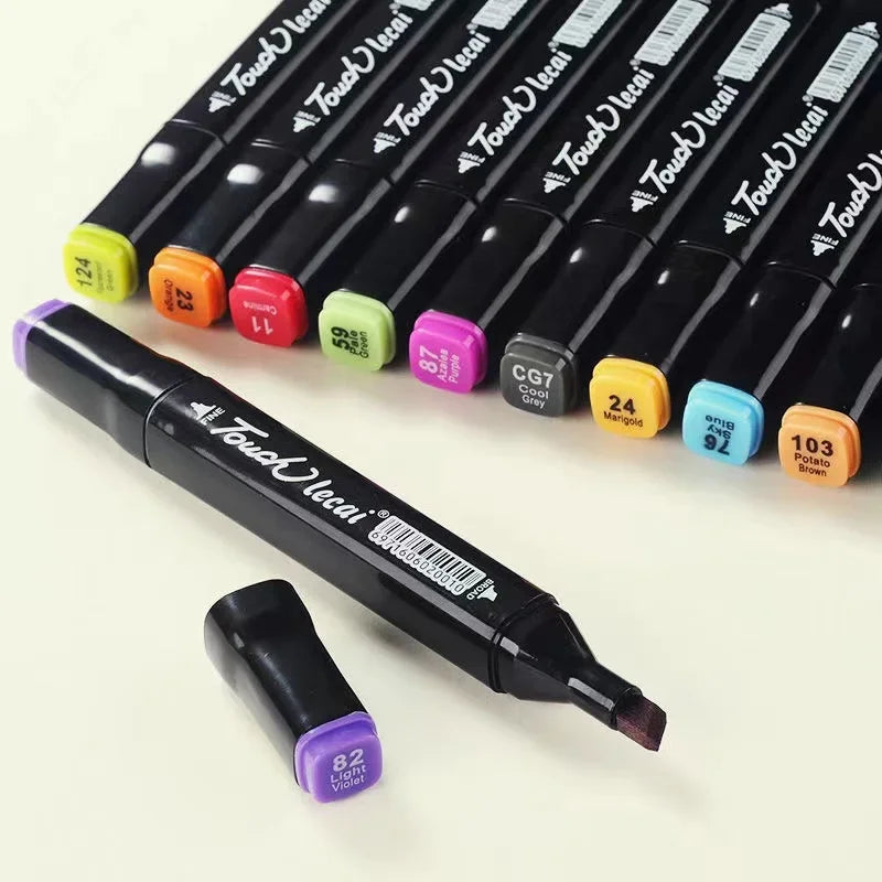 12 Colors Alcohol Based Markers Set Dual Tip Sketching Drawing Markers Animation for Adults Kids Painting School Supplies