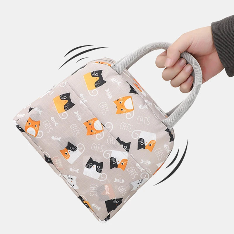 Large Capacity Lunch Bags Children's Cartoon Printed Lunch Bag Portable Picnic Tote Waterproof Heat Insulation Food Storage Bags