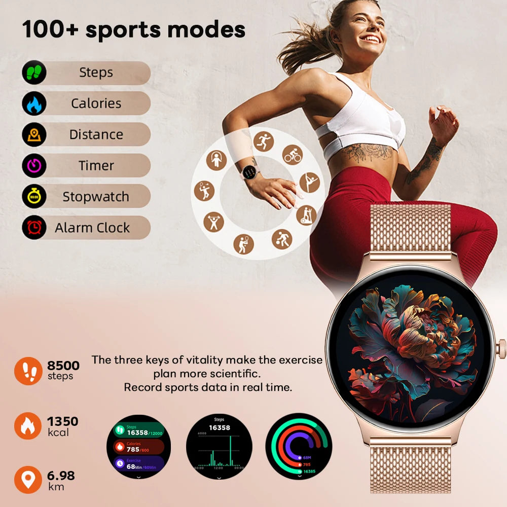 For Huawei Xiaomi New Ultra Thin Smart Watch Women Screen Always Display Time Sports Bracelet Bluetooth Call Fashion Smartwatch