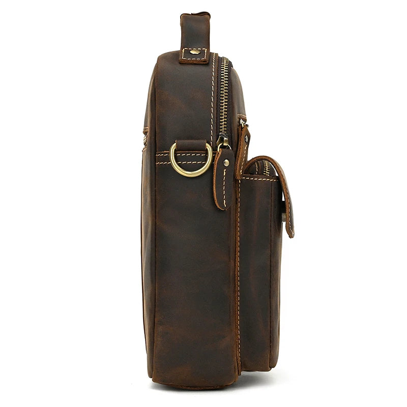 Newsbirds Leather Shoulder Bag Vintage Style Crossbody Bag Books School Bag Of Men Male Daily Messenger Bag Crazy Horse Skin