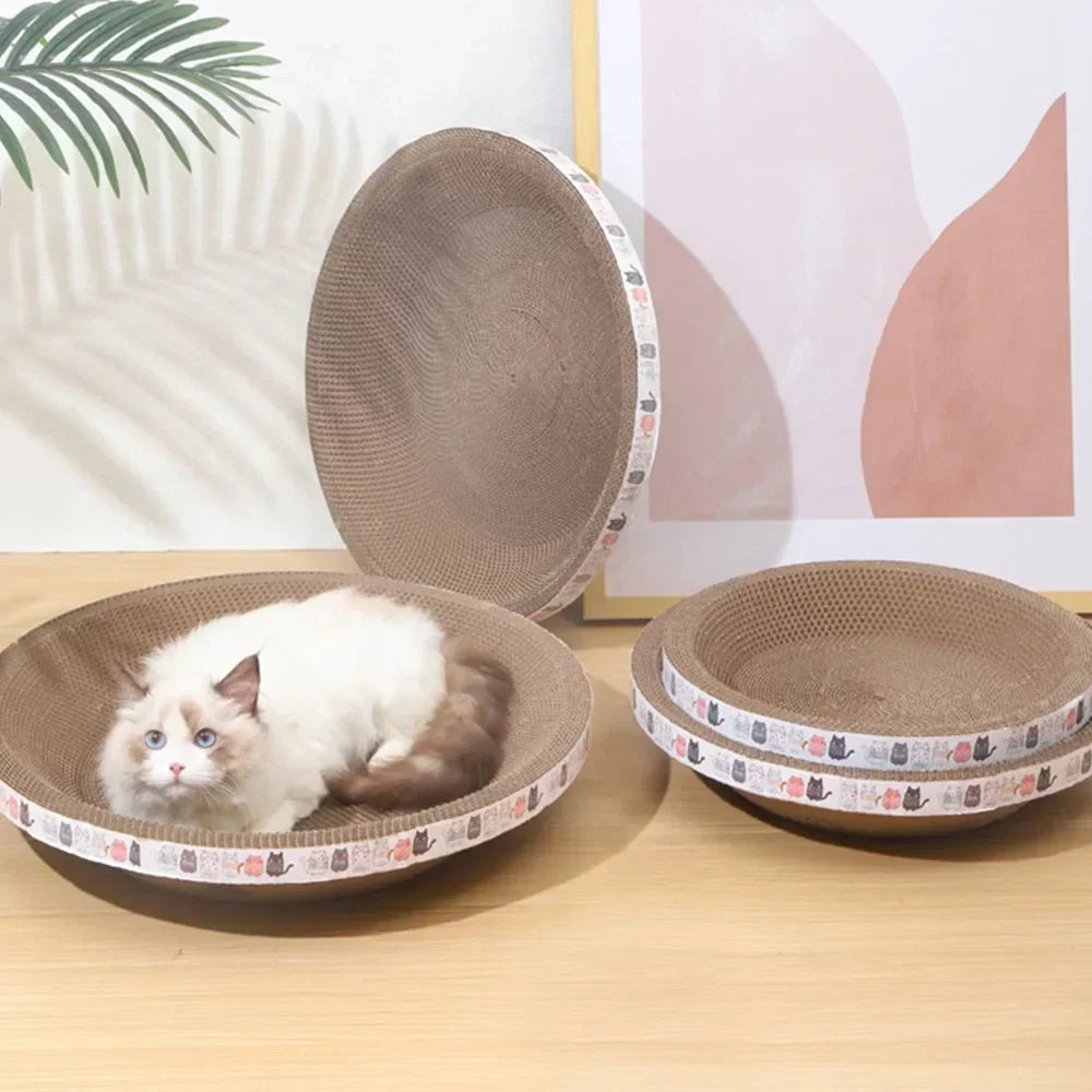 Cat Scratching Board Claw Sharpener Cat Nest No Shavings Corrugated Paper No Debris Cat Paw Basin Wear Resistant Bowl Shaped Toy
