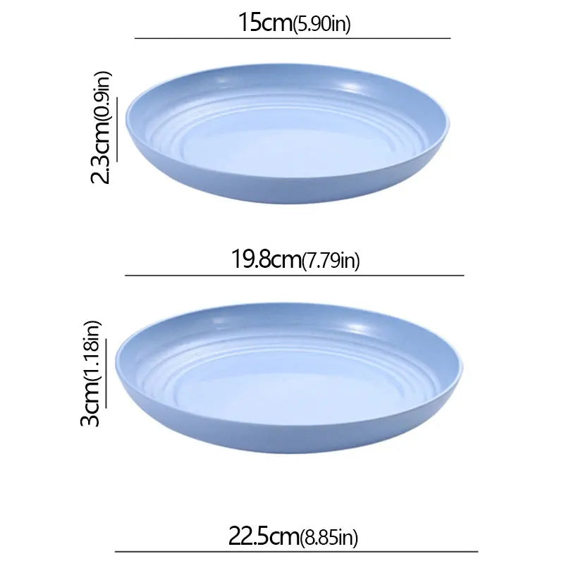 Wheat Straw Solid Color Round Plates Salad Dessert Dinner Reusable Microwave Safe Anti Fall And Shatter Plates Fruit Plate