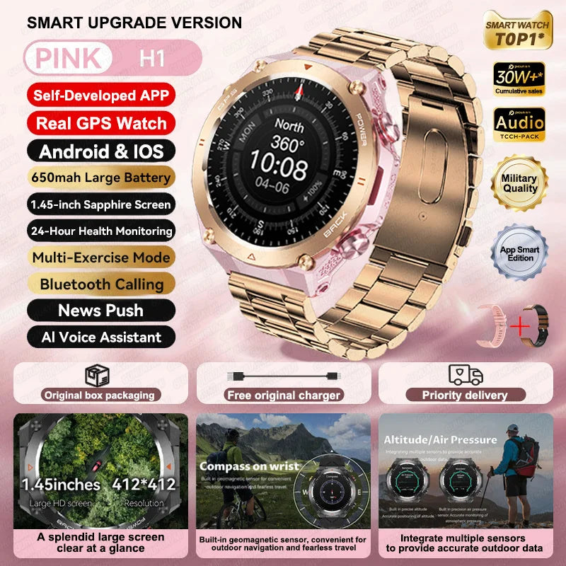 2025 New For Xiaomi GPS Sports Smart Watch Men Waterproof Fitness Trackr Bluetooth call 650Mah Battery Smartwatch Woman Bracelet