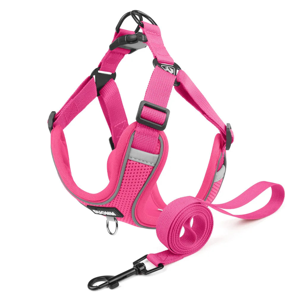 Dog Harness Leash Set Small Medium Dog Cat Chest Strap Adjustable Reflective Breathable Walking Training Vest Pet Accessories