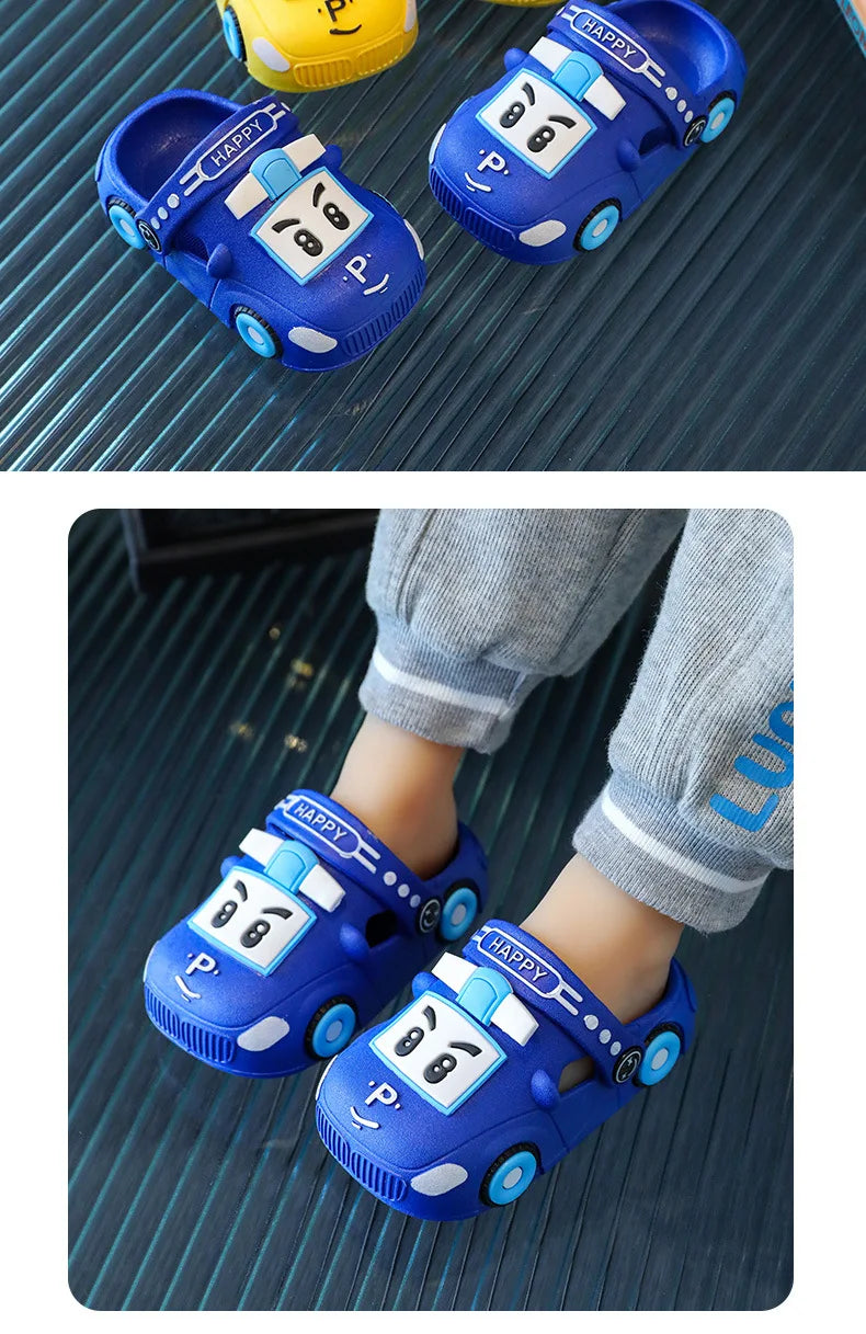 Summer New Dazzling Cool Kid Hollow Sandals Baby Cute Cartoon Car Home Slippers Boy Breathable Antislip Beach Shoe Girl Shoe실내화