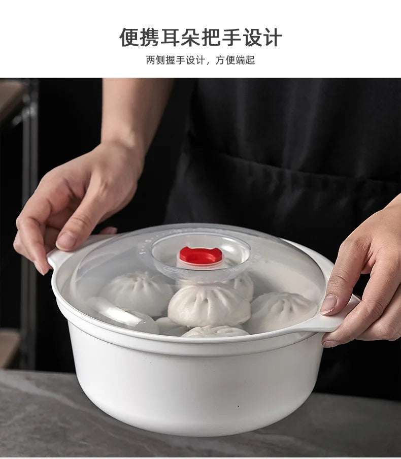 Microwave Oven Special Box Household Plastic Heating Fresh Keepeing Box with Lid Steamed Bun Instant Noodles Kitchen Bowl