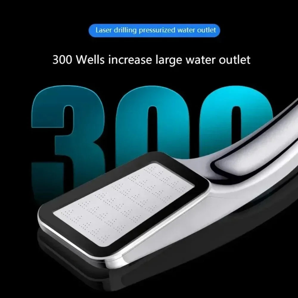 300 Holes Pressurized Showerhead Hand Hold Square Rain Shower Head Water Saving Rainfall Spray Nozzle Bathroom Accessories