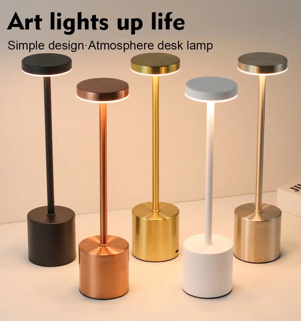 Table lamp USB Rechargeable Wireless desk lamp Dimming Touch night light lamps home decor Retro Portable bedside lamp for room