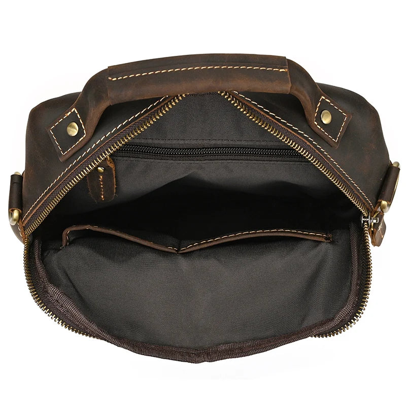 Newsbirds Leather Shoulder Bag Vintage Style Crossbody Bag Books School Bag Of Men Male Daily Messenger Bag Crazy Horse Skin